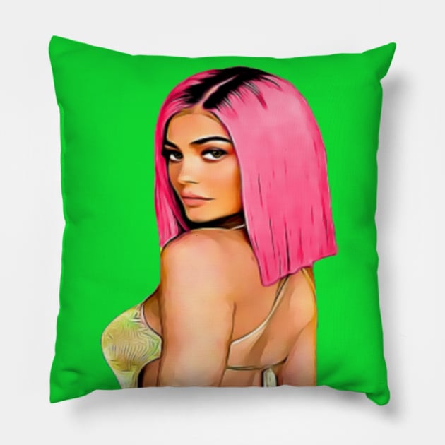 Kylie Jenner Kardashian Keeping Up Pop Lip Pillow by Lorri's Custom Art