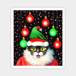 Santa Cat Christmas Lights Magnet