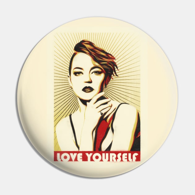 Emma Stone Obey Love Yourself Pin by ptc96