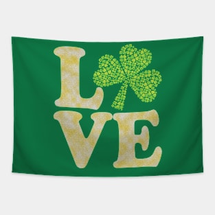 Love Green Shamrock St. Patrick's Day Irish Tee Green Clover Tapestry