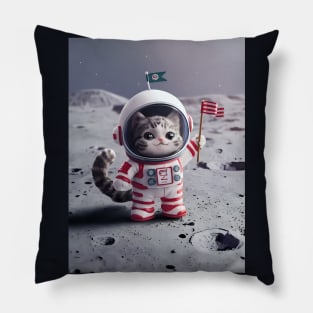 Cute cat astronaut on moon Pillow