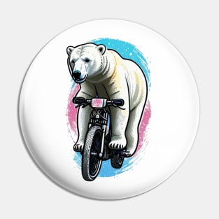 Polar bear on a bike Pin