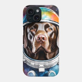 Rainbow Galaxy Astronaut Chocolate Labrador Phone Case