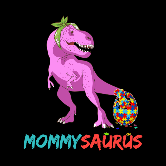 Momsaurus Autism Awareness Mother's Day Mommy Dinosaur Mom by igybcrew