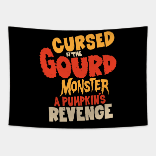 Cursed by the Gourd - A Pumpkin's Revenge: A Spooky 80s Tribute to Halloween Tapestry