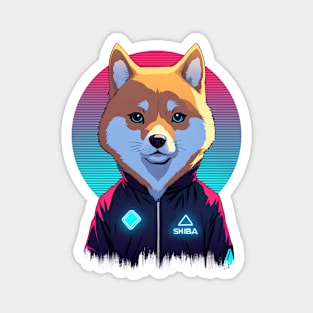 Neon Shiba: Synthwave City Explorer Magnet