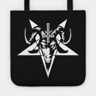 Satanic Goat Head with Pentagram (white) Tote