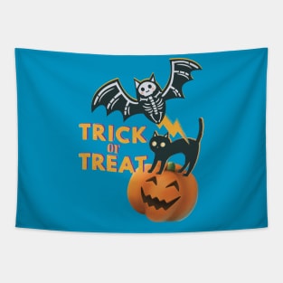 Trick Or Treat Bat And Cat Funny Tapestry