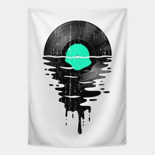 Cool Music Vinyl Record Vintage Retro Green Tapestry