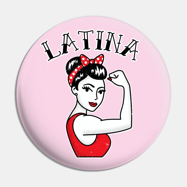 Cute Latina Rosie the Riveter Tattoo Pin by PUFFYP