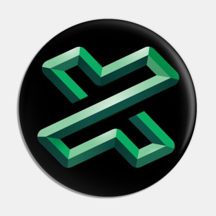 Letter X Embossed Green 3D Style Futuristic Design Pin