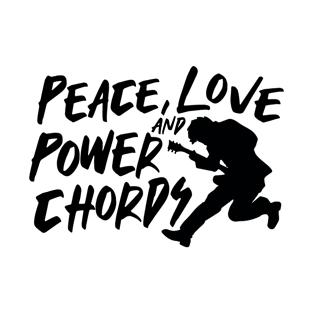 Funny Guitarist Rock Musician Peace Love and PowerChords T-Shirt