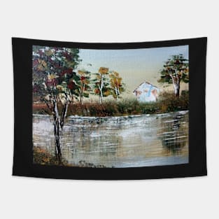 Semi abstract river scape 3 Tapestry