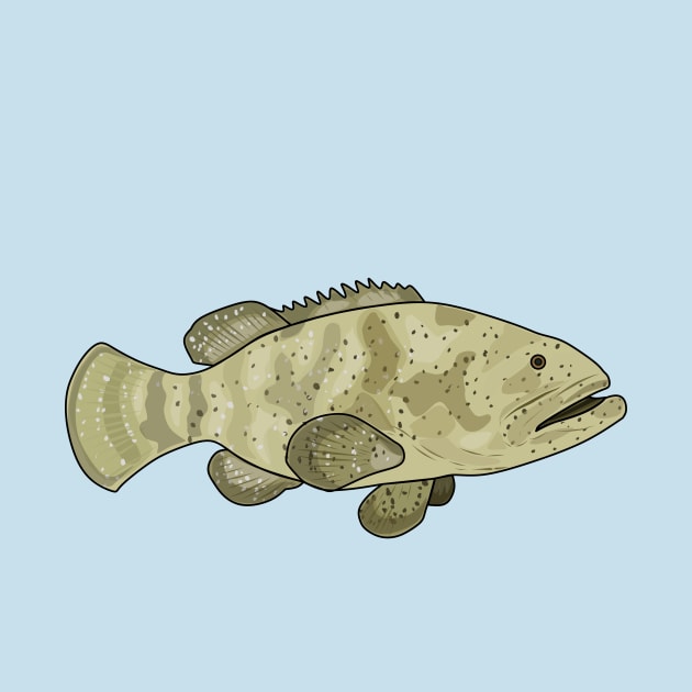 Grouper fish cartoon illustration by Miss Cartoon