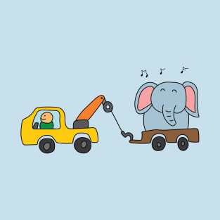 cute tow truck towing an elephant T-Shirt