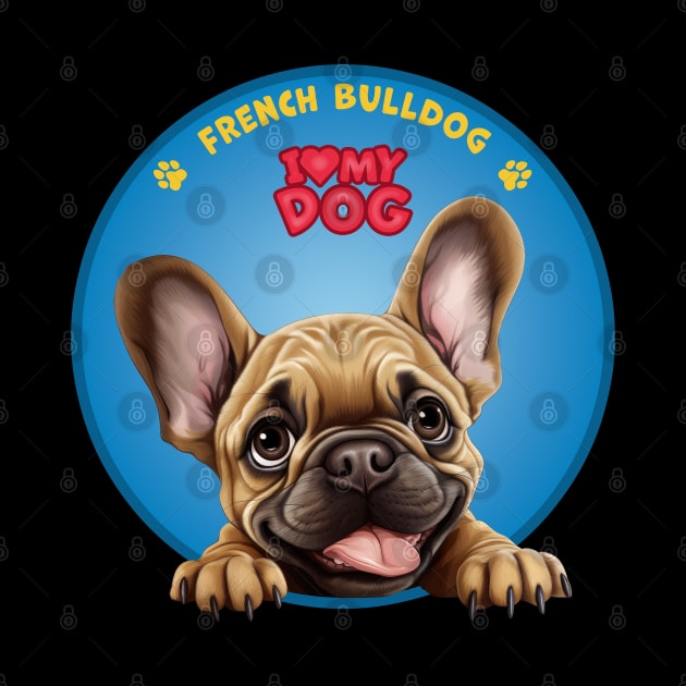 I Love my dog French Bulldog by SergioArt