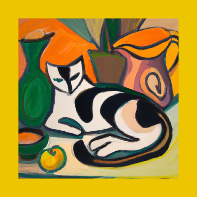 Still Life With Cat in Style of Henri Matisse by Star Scrunch