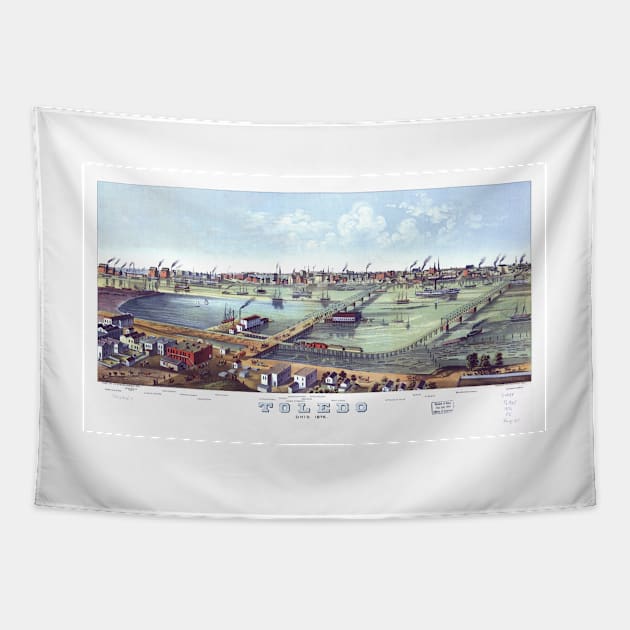 TOLEDO OHIO city old map Tapestry by FrenchPrinting