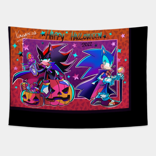 sonic and shadow halloween 2022 Tapestry by Klaudiapasqui 96