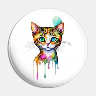 COLORFUL KITTY CAT FACE Cat Art Abstract Pin