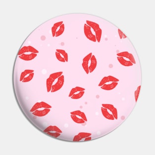 Red Lipstick Kisses on Pink Background Pattern Pin