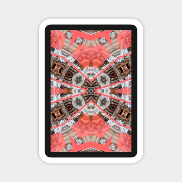 Living Coral Pantone Colour of the Year 2019 pattern decoration with neoclassical architecture Magnet by Reinvention