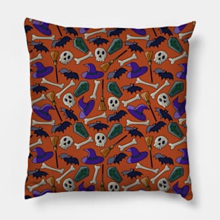 Mixed Spooky Confetti - Halloween Pattern - Dark Colors Pillow