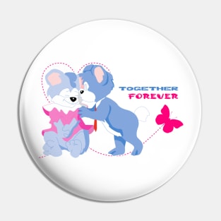 Blue cute bear together forever kissing Pin