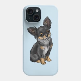 Long Haired Chihuahua Dog | Black and Tan Phone Case