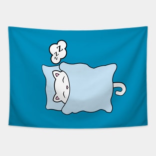 Cute white cat sleeping Tapestry