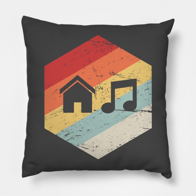 House Music - Vintage Retro Hexagon Pillow by MeatMan