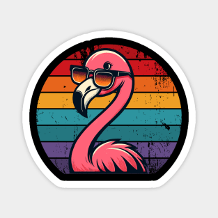 Cool Retro Flamingo in Sunglasses 70s 80s 90s Funny Flamingo Magnet