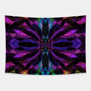 Stained Glass Window Neon Abstract Tapestry