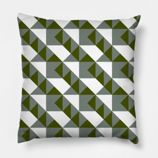 ’Zangles’ - in Mid-Grey and Moss Green on a White base Pillow