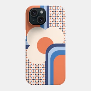 Retro 70s Geometric Floral, Blue, Apricot, Cream Phone Case