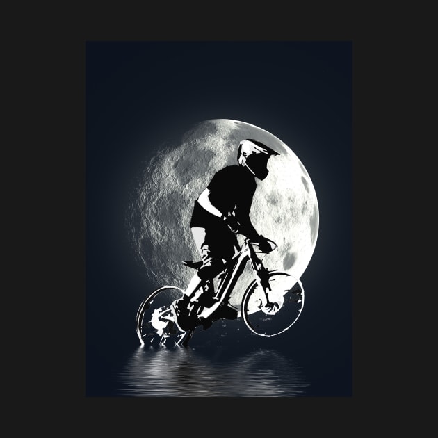 Chasing the Moon - Mountain Bike Rider by Highseller