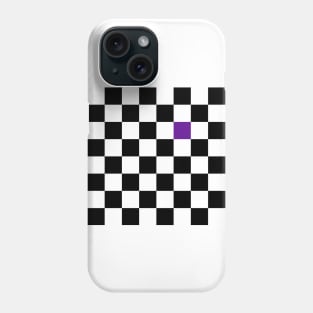 Checkered Black and White with One Purple Square Phone Case