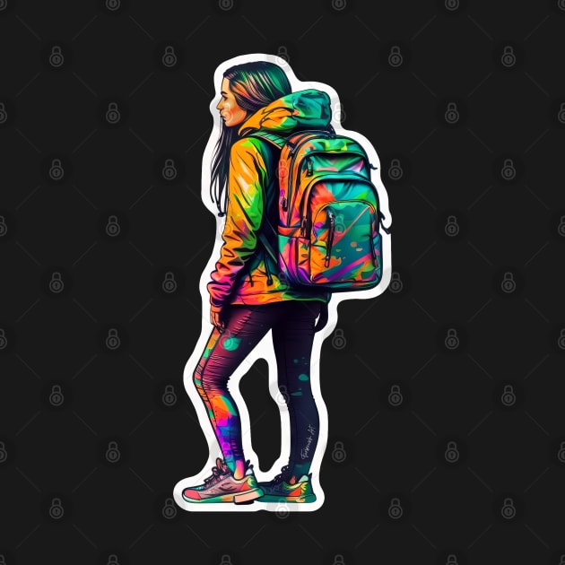 Girl with a backpack design #7 by Farbrausch Art