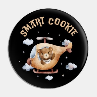 Smart Cookie Sweet little bear flying a helicopter cute baby outfit Pin
