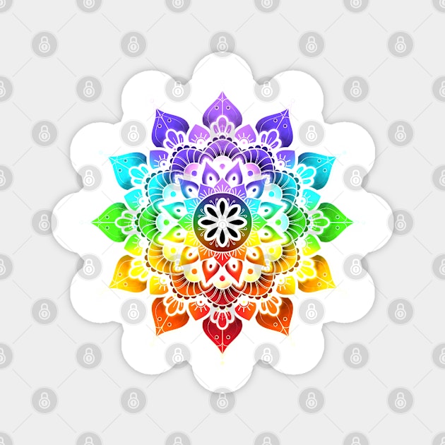 Mandala of Chakras in the 7 colors of the rainbow n°2 Magnet by AudreyJanvier