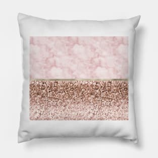Warm chromatic - pink marble Pillow