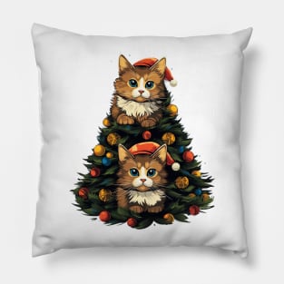 Cat Christmas Tree Pillow