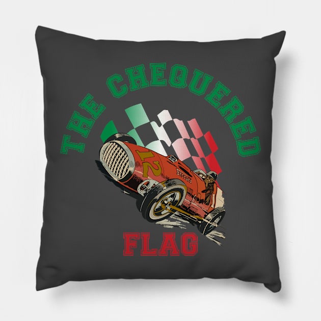 The Chequered Flag and Grand Prix Racing Pillow by MultistorieDog