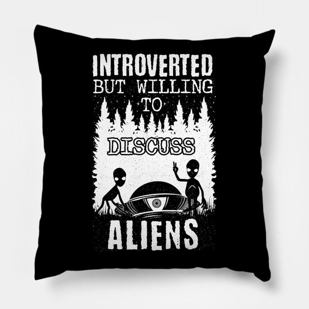 Alien Ufo Introverted Pillow by Tesszero