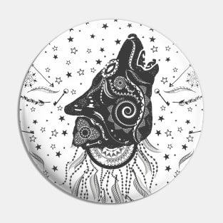 Ornate Boho Wolf Pin