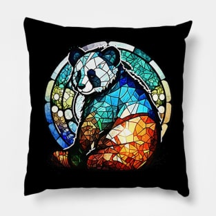 Panda Animal Portrait Stained Glass Wildlife Outdoors Adventure Pillow