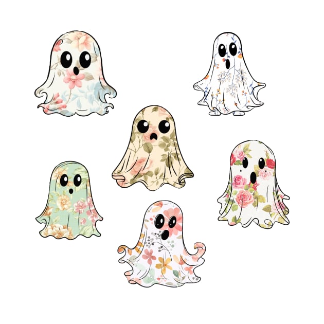 Cute Floral Ghosts by CreatingChaos