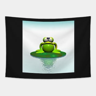 Green frog on a lilypad Tapestry