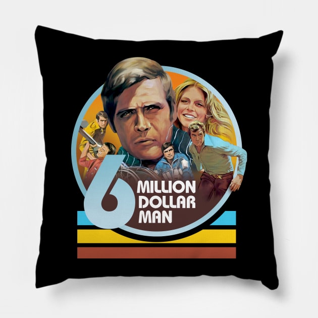 six million dollar man Pillow by Trazzo