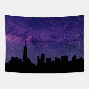 New York Starlit Skyline Tapestry